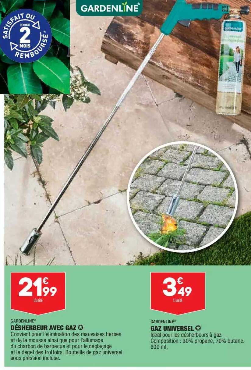 désherbeur avec gaz, gaz universel gardenline