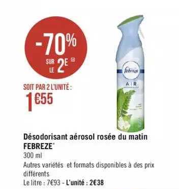 désodorisant aérosol rosée du matin febreze
