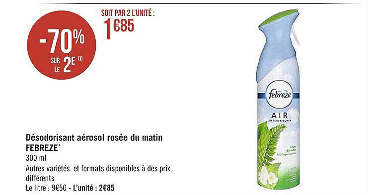 désodorisant aérosol rosée du matin febreze