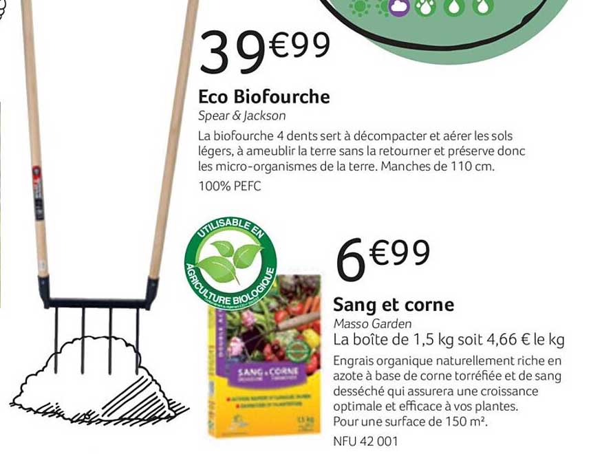 éco biofourche spear & jackson, sang et corne masso garden