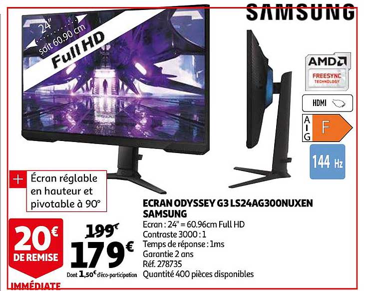 écran Odyssey G3 Ls24ag300nuxen Samsung