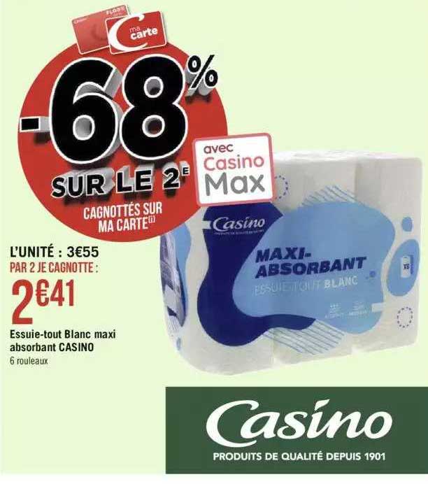 essuie-tout blanc maxi absorbant casino