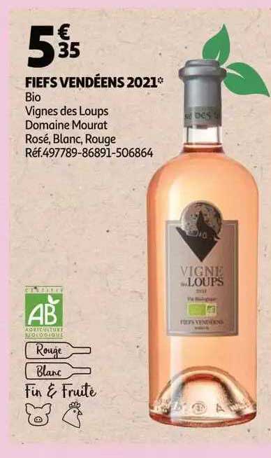 fiefs vendéens 2021 bio vignes des loups domaine mourat rosé, blanc, rouge