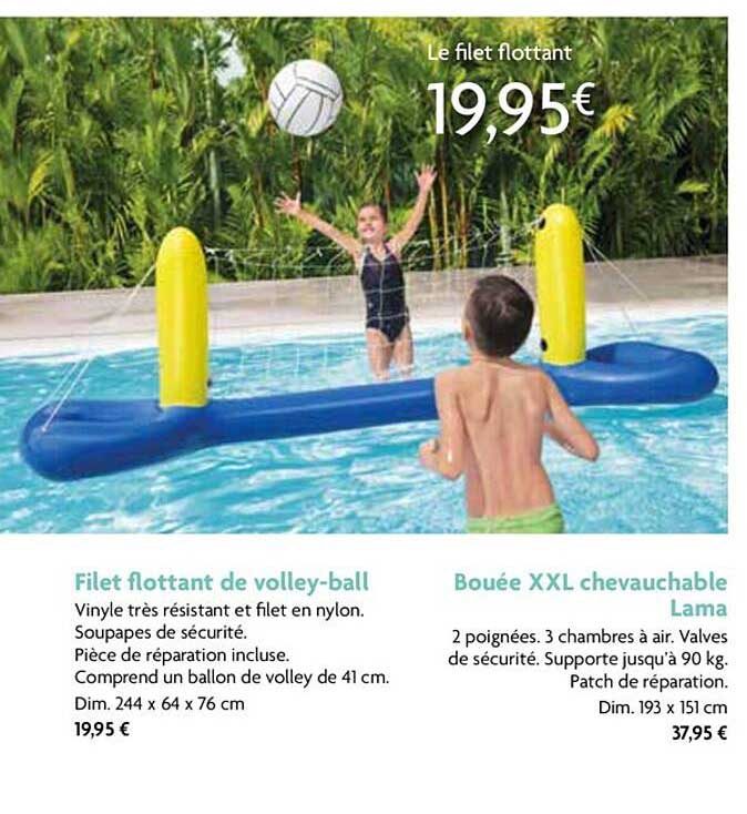 filet flottant de volley-ball, bouée xxl chevauchable lama