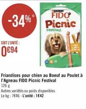 friandises pour chien au bœuf au poulet à l'agneau fido picnic festival