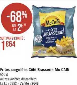 frites surgelées côté brasserie mc cain
