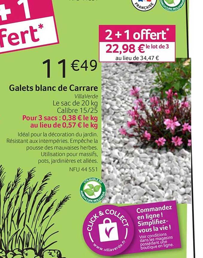 galets blanc de carrare villaVerde