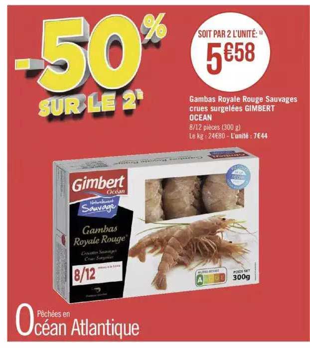Gambas Royale Rouge Sauvages Crues Surgelées Gimbert Ocean
