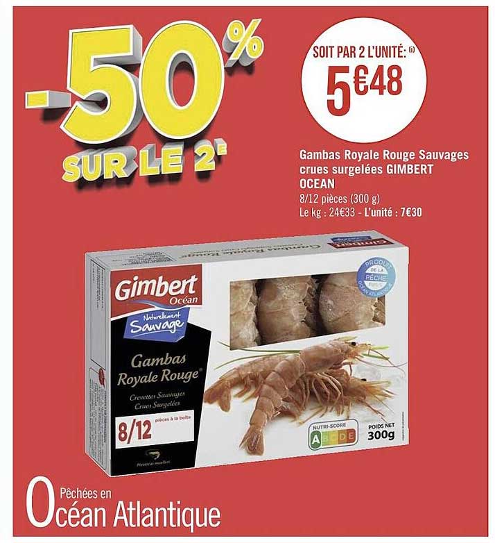 gambas royale rouge sauvages crues surgelées gimbert océan