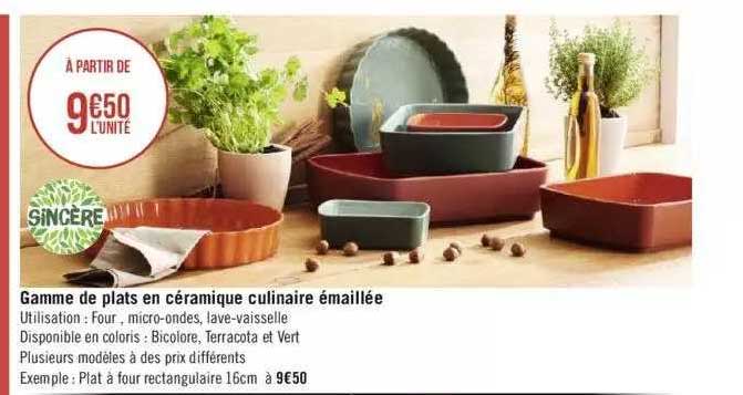 gamme de plats en céramique culinaire émaillée sincère