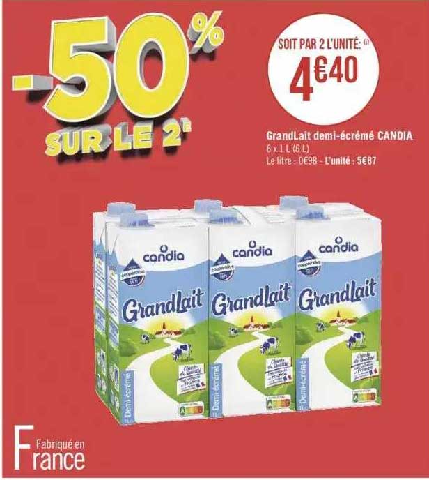 grandLait demi-écrémé candia