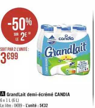 grandLait demi-écrémé candia