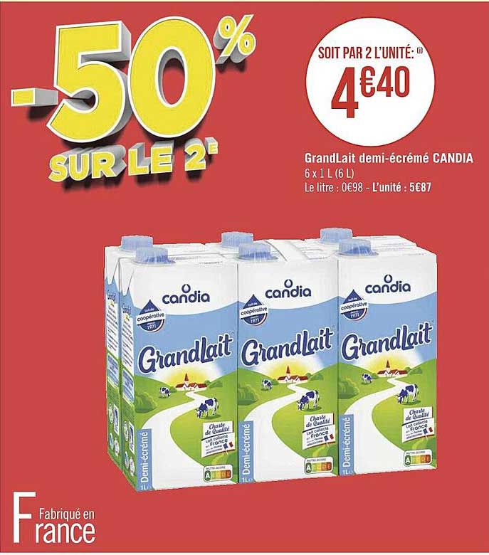 granLait demi-écrémé candia