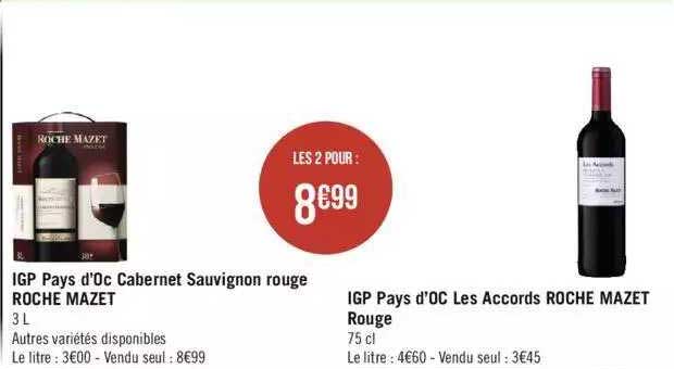 igp pays d'oc cabernet sauvignon rouge roche mazet, igp pays d'oc les accords roche mazet rouge