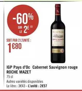igp pays d'oc cabernet sauvignon rouge roche mazet