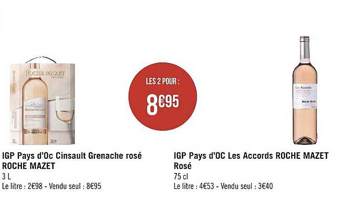 igp pays d'oc cinsault grenache rosé roche mazet, igp pays d'oc les accords roche mazet rosé