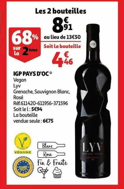 igp pays d'oc vegan lyv grenach, sauvignon blan, rosé
