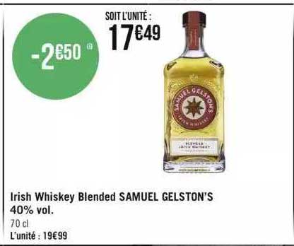 irish whiskey blended samuel gelston's 40% vol.