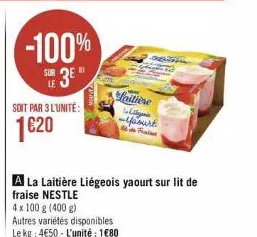 La Laitière Liégeois Yaourt Sur Lit De Fraise Nestlé