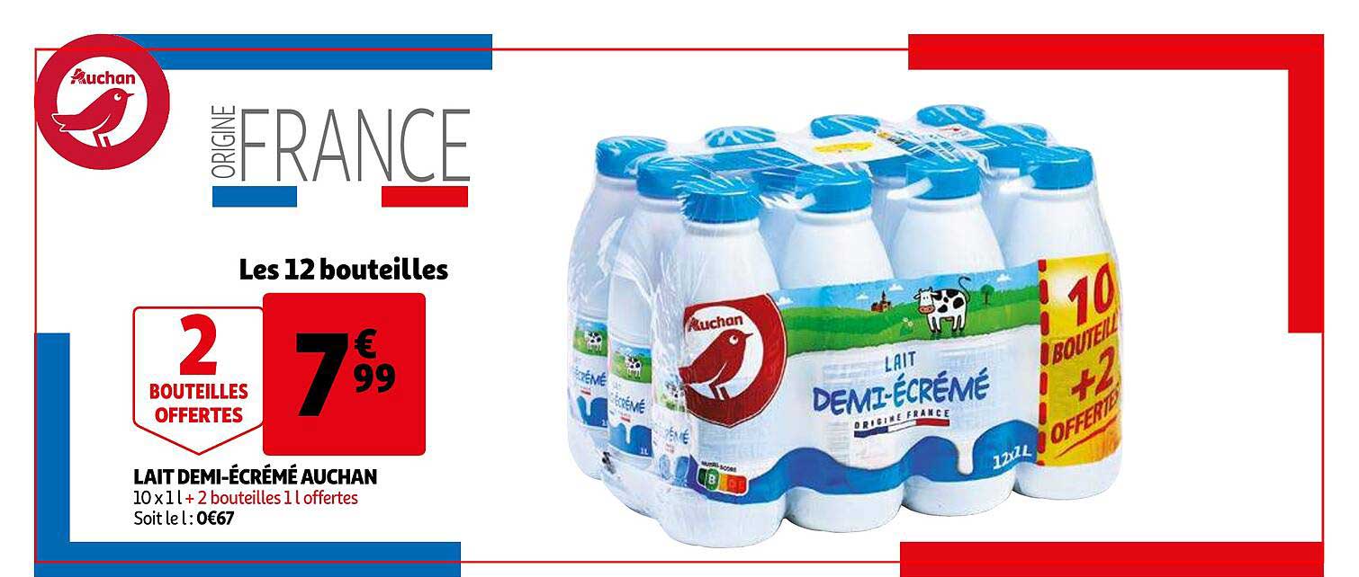lait demi-écrémé auchan