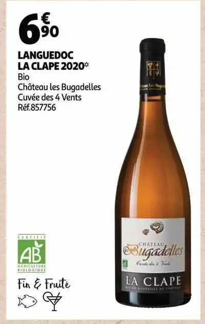 languedoc la clape 2020 bio château les bugadelles cuvée des 4 vents