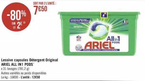 lessive capsules détergent original ariel all in 1 pods