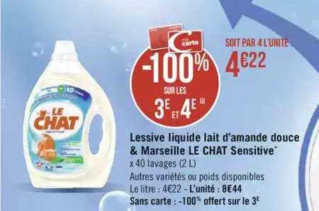 lessive liquide lait d'amande douce & marseille le chat sensitive