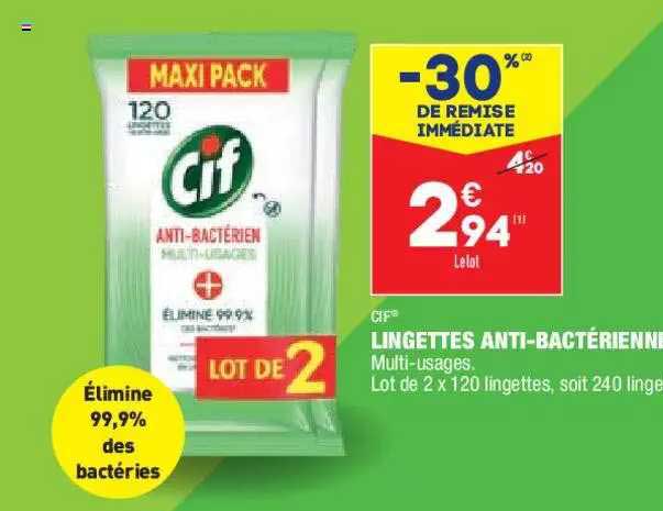 lingettes anti-bactérienne cif