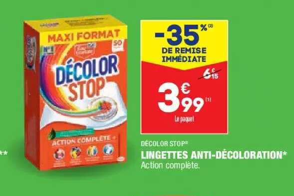 lingettes anti-décoloration décolor stop