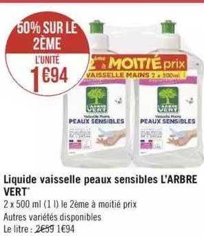 liquide vaisselle peau sensibles l'arbre vert