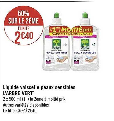 liquide vaisselle peaux sensibles l'arbre vert