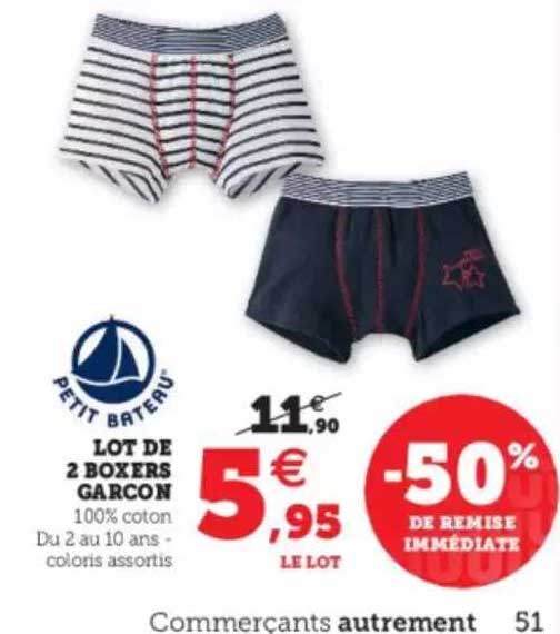 lot de 2 boxers garçon petit bateau