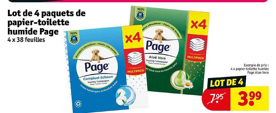 lot de 4 paquets de papier-toilette humide page