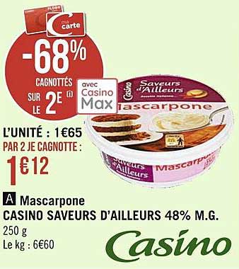 mascarpone casino saveurs d'ailleurs 48% m.g.