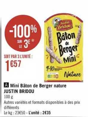 mini bâton de berger nature justin bridou