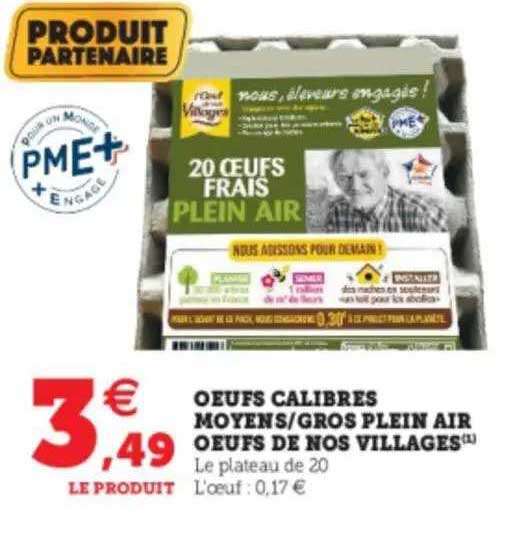 oeufs calibres moyens-gros plein air oeufs de nos villages