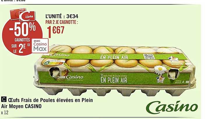 oeufs frais de poules élevées en plein air moyen casino