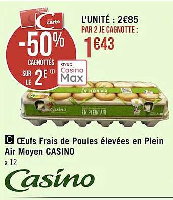 oeufs frais de poules élevées en plein air moyen casino
