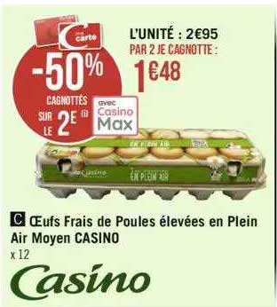 oeufs frais de poules élevées en plein air moyen casino