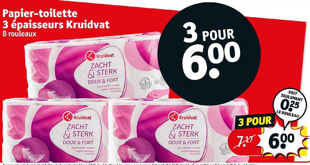 papier-toilette 3 épaisseurs kruidvat
