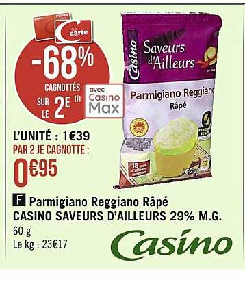 parmigianno reggiano râpé casino saveurs d'ailleurs 29% m.g.