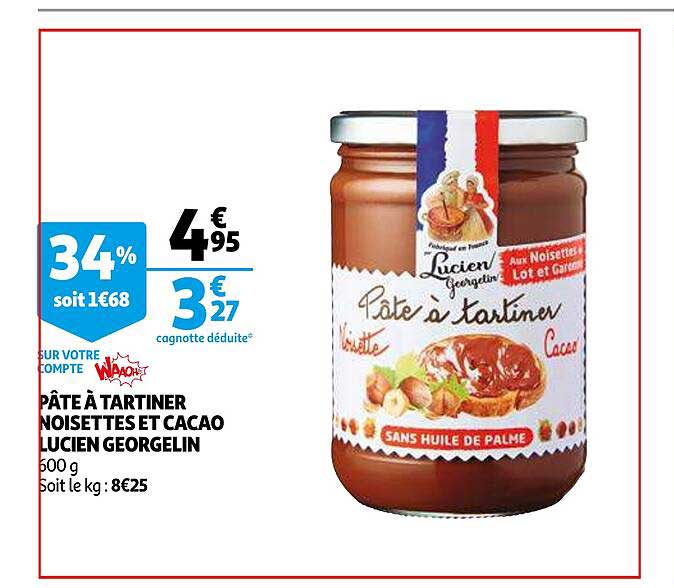 pâte à tartiner noisettes et cacao lucien georgelin