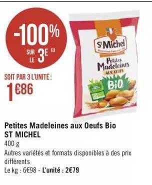 petites madeleines aux oeufs bio st michel