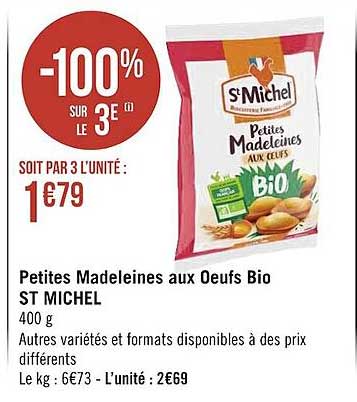 petites madeleines aux oeufs bio st michel