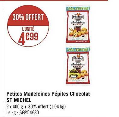 Petites Madeleines Pépites Chocolat St Michel
