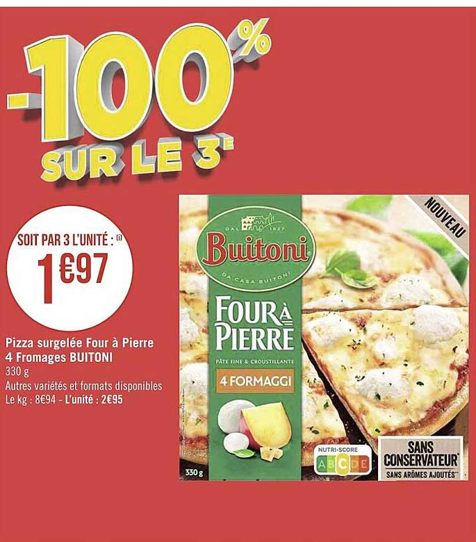 Pizza Surgelée Four à Pierre 4 Fromages Buitoni