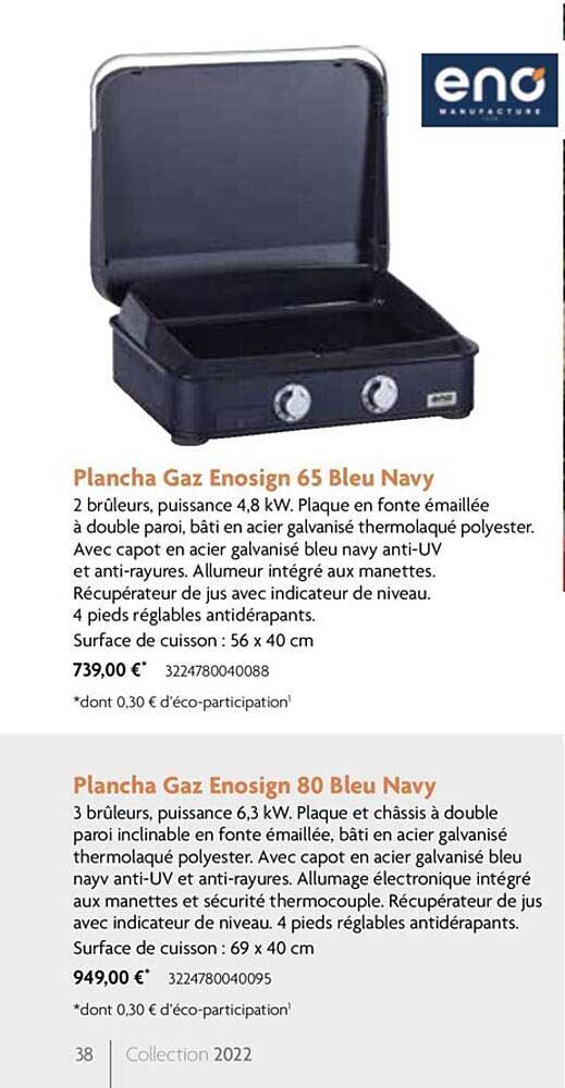plancha gaz enosign 65 bleu navy, plancha gaz enosign 80 bleu navy
