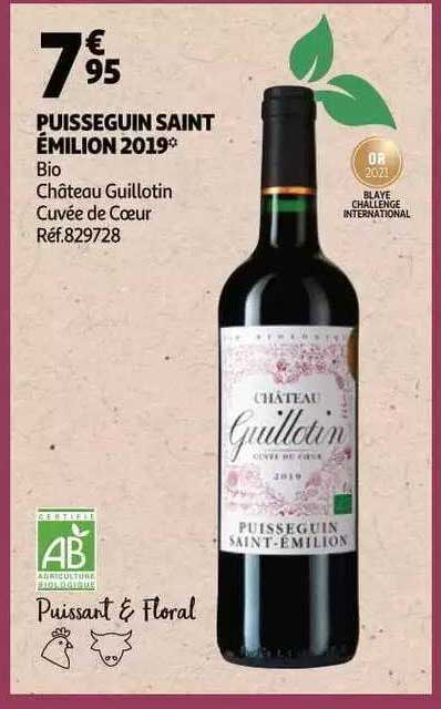 puisseguin saint émilion 2019 bio château guillotin cuvée de cœur