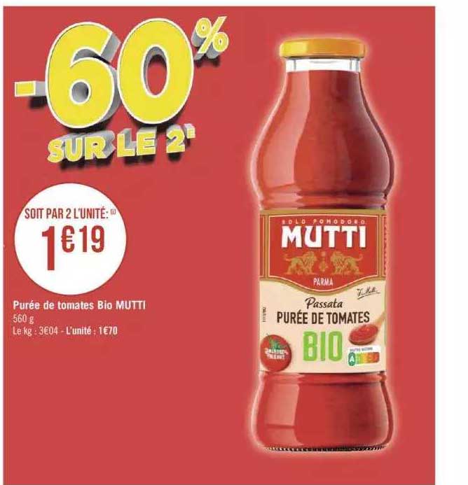 Purée De Tomates Bio Mutti
