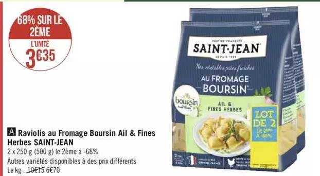 raviolis au fromage boursin ail & fines herbes saint-jean